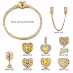 Sterling Silver Autumnal Bliss: November Citrine Charms Bracelet Set In 14K Gold Plated (Includes bracelet and all charms shown)