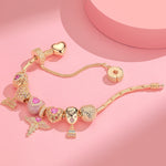 Sterling Silver Passionate Spark: July Ruby Charms Bracelet Set In 14K Gold Plated (Includes bracelet and all charms shown)