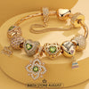 Sterling Silver Green Freshness: August Peridot Charms Bracelet Set In 14K Gold Plated (Includes bracelet and all charms shown)