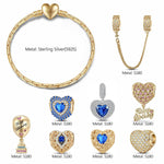 Sterling Silver Profound Insight: September Sapphire Charms Bracelet Set In 14K Gold Plated (Includes bracelet and all charms shown)