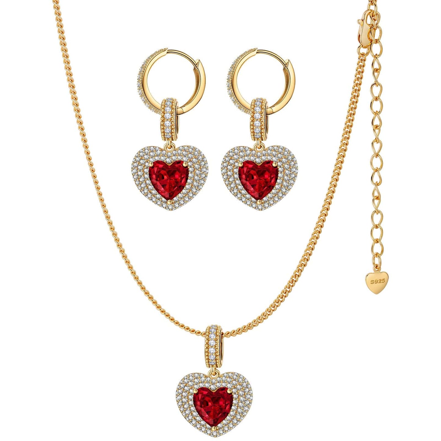 Sterling Silver Cherished Moments Charms Necklace and Charms Earrings Set In 14K Gold Plated