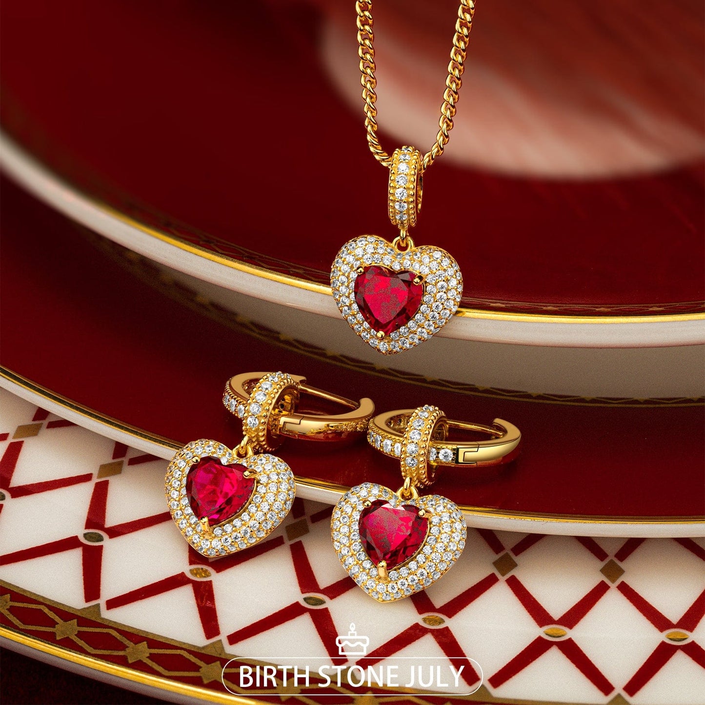 Sterling Silver Cherished Moments Charms Necklace and Charms Earrings Set In 14K Gold Plated
