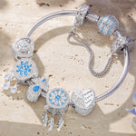 Sterling Silver Early Spring Dreams Charms Bracelet Set In White Gold Plated (Includes bracelet and all charms shown)