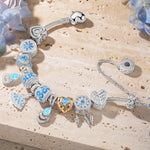 Sterling Silver Oceanic Blossoms Charms Bracelet Set In Two-Tone Plating (Includes bracelet and all charms shown)