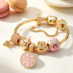 Sterling Silver Precious Moments Charms Bracelet Set With Enamel In 14K Gold Plated (Includes bracelet and all charms shown)