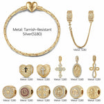 Unstoppable Grace Tarnish-resistant Charms Bracelet Set With Enamel In 14K Gold Plated (Includes bracelet and all charms shown£©