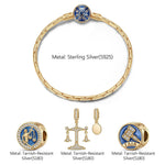 Sterling Silver Truth in Balance Charms Bracelet Set With Enamel In 14K Gold Plated (Includes bracelet and all charms shown)