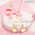 Sterling Silver Adjustable Rope Chain Necklace with Slider Clasp Customizable Engraving Pages of Love Charms Necklace and Earrings Set In 14K Gold Plated