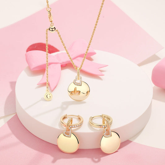 gona- Sterling Silver Adjustable Rope Chain Necklace with Slider Clasp Customizable Engraving Pages of Love Charms Necklace and Earrings Set In 14K Gold Plated