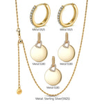 Sterling Silver Adjustable Rope Chain Necklace with Slider Clasp Customizable Engraving Pages of Love Charms Necklace and Earrings Set In 14K Gold Plated