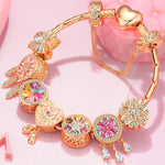 Sterling Silver Blossom Dreamy Charms Bracelet Set In 14K Gold Plated (Includes bracelet and all charms shown)