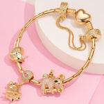 Sterling Silver My Little One Charms Bracelet Set In 14K Gold Plated (Includes bracelet and all charms shown)