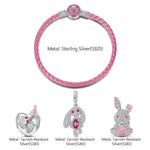 Sterling Silver My Bunny Baby Charms Bracelet Set With Enamel In White Gold Plated (Includes bracelet and all charms shown)
