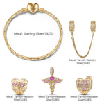Sterling Silver Gentle Touch Charms Bracelet Set In 14K Gold Plated (Includes bracelet and all charms shown)