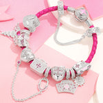 Sterling Silver Nurse's Pride Charms Bracelet Set With Enamel In White Gold Plated (Includes bracelet and all charms shown)
