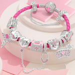 Sterling Silver Nurse's Pride Charms Bracelet Set With Enamel In White Gold Plated (Includes bracelet and all charms shown)