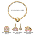 Sterling Silver Blossoms of Healing Charms Bracelet Set With Enamel In 14K Gold Plated (Includes bracelet and all charms shown)