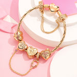 Sterling Silver Resilient Heart Charms Bracelet Set In 14K Gold Plated (Includes bracelet and all charms shown)