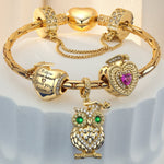 Sterling Silver Grad Star Charms Bracelet Set In 14K Gold Plated (Includes bracelet and all charms shown)