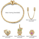Sterling Silver Grad Star Charms Bracelet Set In 14K Gold Plated (Includes bracelet and all charms shown)