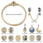 Sterling Silver Skyward Future Charms Bracelet Set In 14K Gold Plated (Includes bracelet and all charms shown)