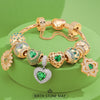Sterling Silver May Emerald Charms Bracelet Set In 14K Gold Plated (Includes bracelet and all charms shown)