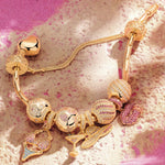 Sterling Silver Seaside Chic Charms Bracelet Set In 14K Gold Plated (Includes bracelet and all charms shown)