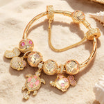 Sterling Silver Sun-Kissed Treasures Charms Bracelet Set In 14K Gold Plated (Includes bracelet and all charms shown)