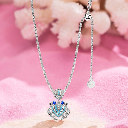 gona- Sterling Silver Adjustable Rope Chain Necklace with Slider Clasp Luxury Crab Charms Necklace Set In White Gold Plated