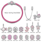 Sterling Silver Pastel Oceanic Dreams Charms Bracelet Set In White Gold Plated (Includes bracelet and all charms shown)
