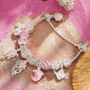 Sterling Silver Pastel Oceanic Dreams Charms Bracelet Set In White Gold Plated (Includes bracelet and all charms shown)