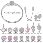 Sterling Silver Pastel Oceanic Dreams Charms Bracelet Set In White Gold Plated (Includes bracelet and all charms shown)