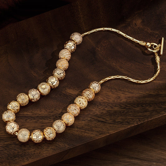 gona- Sterling Silver Classic Bamboo Chain Necklace Mystic Seasons Charms Necklace Set In 14K Gold Plated