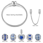 Sterling Silver Starlit Azure September Sapphire Charms Bracelet Set In White Gold Plated (Includes bracelet and all charms shown)