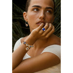 Mystic Hues September Sapphire Tarnish-resistant Silver Charms Bracelet Set In 14K Gold Plated (Includes bracelet and all charms shown)
