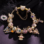 Sterling Silver Spooktacular Charms Bracelet Set With Enamel In 14K Gold Plated (Includes bracelet and all charms shown)