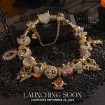 Sterling Silver Spooktacular Charms Bracelet Set With Enamel In 14K Gold Plated (Includes bracelet and all charms shown)