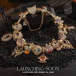 Sterling Silver Spooktacular Charms Bracelet Set With Enamel In 14K Gold Plated (Includes bracelet and all charms shown)