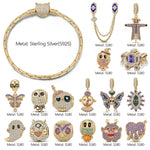 Sterling Silver Spooktacular Charms Bracelet Set With Enamel In 14K Gold Plated (Includes bracelet and all charms shown)