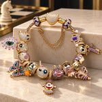 Sterling Silver Spooktacular Charms Bracelet Set With Enamel In 14K Gold Plated (Includes bracelet and all charms shown)