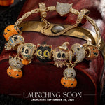 Sterling Silver Whimsical Darkness Charms Bracelet Set With Enamel In 14K Gold Plated (Includes bracelet and all charms shown)