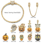Sterling Silver Whimsical Darkness Charms Bracelet Set With Enamel In 14K Gold Plated (Includes bracelet and all charms shown)
