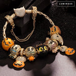Sterling Silver Whimsical Darkness Charms Bracelet Set With Enamel In 14K Gold Plated (Includes bracelet and all charms shown)