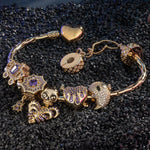 Sterling Silver Playful Phantoms Charms Bracelet Set With Enamel In 14K Gold Plated (Includes bracelet and all charms shown)