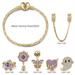 Sterling Silver Playful Phantoms Charms Bracelet Set With Enamel In 14K Gold Plated (Includes bracelet and all charms shown)