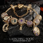 Sterling Silver Mystic Midnight Charms Bracelet Set With Enamel In 14K Gold Plated (Includes bracelet and all charms shown)