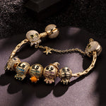 Sterling Silver Mummy Mischief Charms Bracelet Set With Enamel In 14K Gold Plated (Includes bracelet and all charms shown)