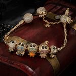 Sterling Silver Mummy Mischief Charms Bracelet Set With Enamel In 14K Gold Plated (Includes bracelet and all charms shown)