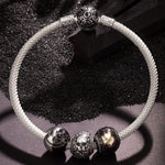 Sterling Silver Men's Shadow Hunter Western Charms Bracelet Set With Enamel In White Gold Plated (Includes bracelet and all charms shown)