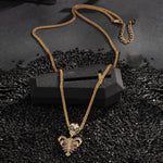 Sterling Silver Bone Heart Charms Necklace Set With Enamel In 14K Gold Plated